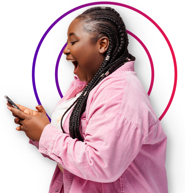 African woman holding a phone - mobile