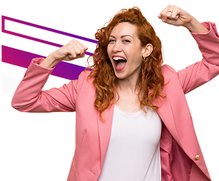 Happy woman wearing pink jacket