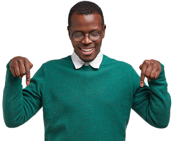 Man pointing down - mobile