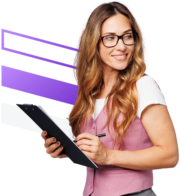 Woman with notebook - mobile