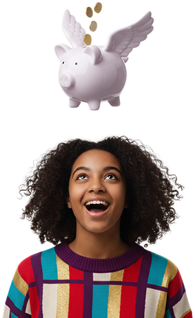 Woman with saving pot