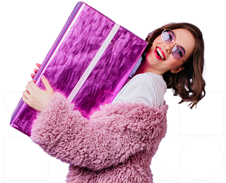 woman carrying gift